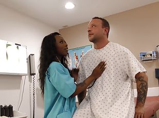 Amazing black babe gets the patient's cock straight into her asshole