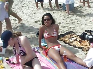 allaperto, ragazze-giovani, spiaggia, bikini