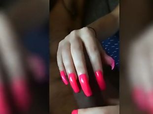 Amazing long nails handjobs