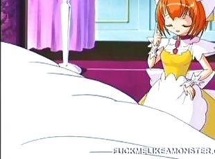 Cock sucking anime maid fucking