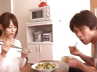 asiatique, hardcore, japonais, couple, cuisine, cow-girl
