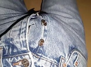 Cum onto my classic denim blue jeans with fly buttons ????????????