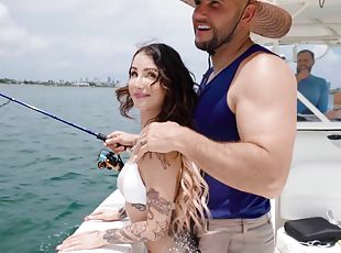 Hot slut Valerica Steele sucking and riding a dick on the boat
