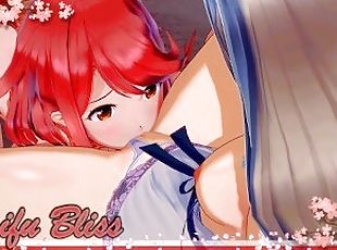 gros-nichons, orgasme, chatte-pussy, lesbienne, rousse, anime, hentai, seins, petite