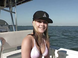 Lesbian With Natural Tits In Bikini Pose Lovely On Yacht