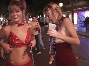Fanciful amateur cowgirls with long hair and shaved pussies posing nude in a wild carnival reality