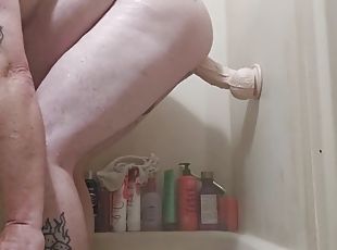kąpiel, masturbacja, amatorskie, anal, gej, grubi, dildo, prysznic, solo