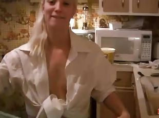 Girlfriend cooking and flashing flesh on camera