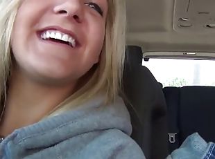 Girlfriend masturbates in my truck very hot self-shot video with close-up