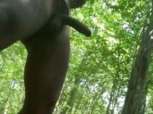 Hung BBC Caught Jerking Off On Public Trails Outside But Still Bust That Nut