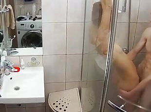 banhos, amador, hardcore, casal, caebça-vermelha, excitante, fudendo, chuveiro