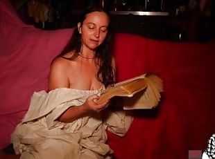 Your MILF Girlfriend Cerise Wears Soft Robe With Shoulders Out For Evening Reading