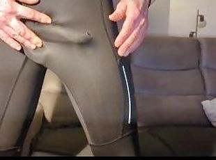 ASMR cock rubbing in tight, shiny adidas leggings and a pinch of precum