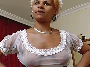 The horny maid goes naked in the rooms to get fucked!