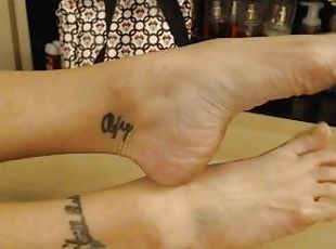 amador, mulher-madura, pés, fetiche, tatuagem, dedos-do-pé