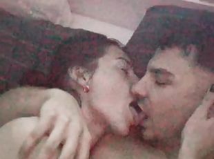 amatör, oral-seks, çift, öpüşme