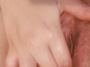 masturbacija, pička-pussy, amaterski, prstima, usko, sami, obrijani, mokri
