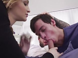 Blonder anal fuck by step dad on top while getting a blowjob