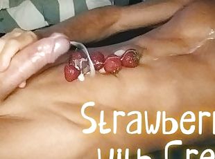 Strawberry with cream ???? cuming on my dessert