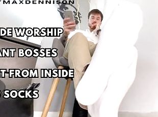 Made worship giants bosses feet from inside his socks