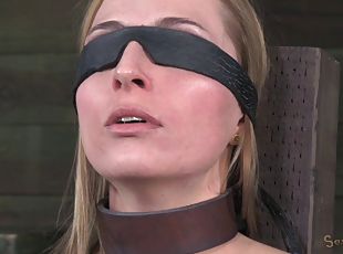 Face fucking refining natural tits slave in BDSM porn