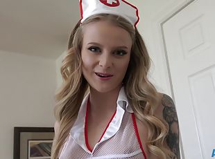 enfermeira, casal, pov, loira, branco, uniforme, tatuagem
