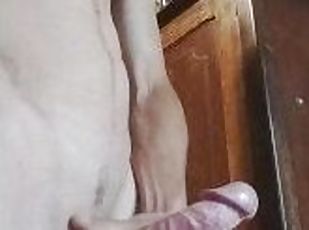 Playing with my big cock and huge balls until I explode