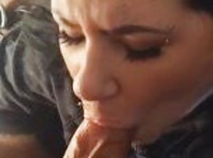 Step sister tries to deep throat thick cock!