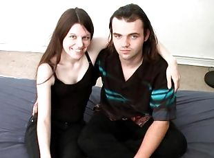 Hardcore amateur fuck with a lovely long haired brunette