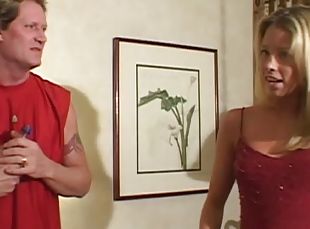 In a hotel, Fallon Sommers bounces on his cock and gets a facial