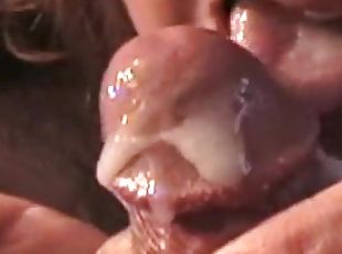 A helpful chick milks her BF's dick dry on her hands
