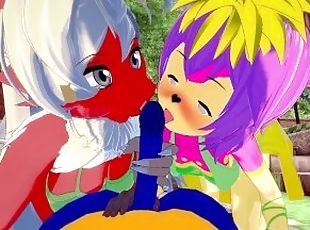 Pokemon Furry Hentai - Threesome Blaziken and Deerling suck Lucario's cock then he fucks them