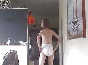 Weak Girly Twink shows off Tighty Whities