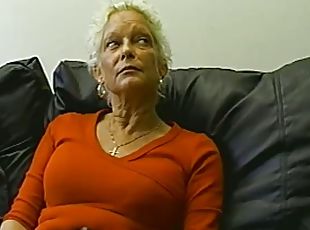 Hot blonde granny moans with pleasure as she sucks and rides a cock