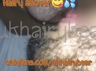Hairy cub shoots cum all over me and in me