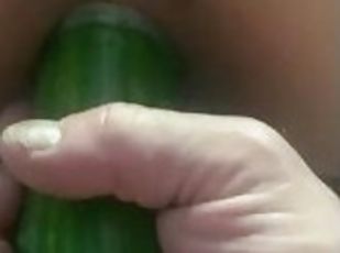 Cucumber in my wet pussy