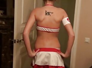 infirmière, hardcore, couple, petite-amie, sauna, bikini