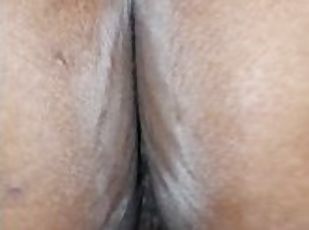 Thick ebony milf spreads ass and pussy