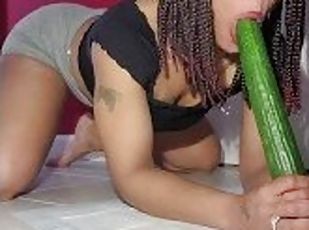 Teasing your cock spitting pee all while sucking my cucumber