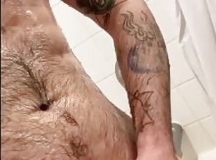 banhos, amador, pénis-grande, punheta, chuveiro, sozinho, pénis