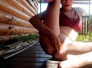 Girl kicked a cam while getting orgasm