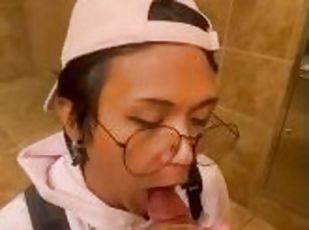 Bisexual boyfriend blowing me in a public bathroom
