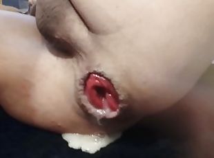 Cum Whore Pushes Out Loads