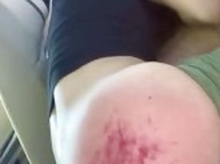 Sloppy deep throat backseat blowjobs with a perfectly spanked ass to match