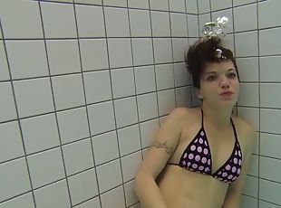 Teens Threesome Sex Fun In Pool Water Happy Old Guy