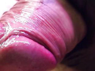 Close up cumshot in slowmo wet foreskin 