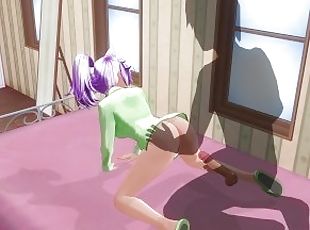 3D HENTAI Girlfriend in pajamas gets a doggystyle orgasm