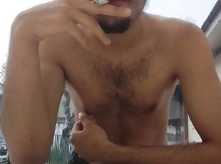 Burping Smoking and dancing while shaking my shaved ass