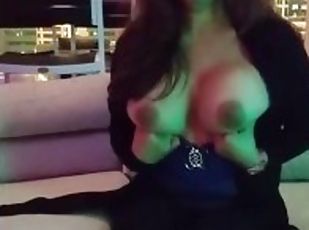 Hot Jade big boobs in public restaurant