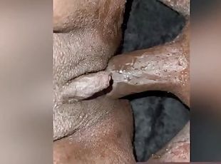 klitoris, pissing, pussy, amatør, ebony, creampie, svart, pikk